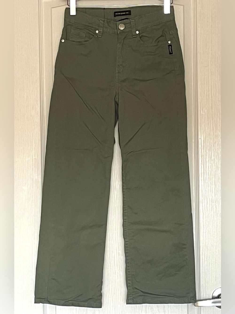 Silver Jeans Co. Girls Cara High Rise Wide Leg Pants Olive Green Size 8 134cm